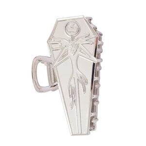 Silver Coffin Hair Claw Clip with Jack Skellington Design